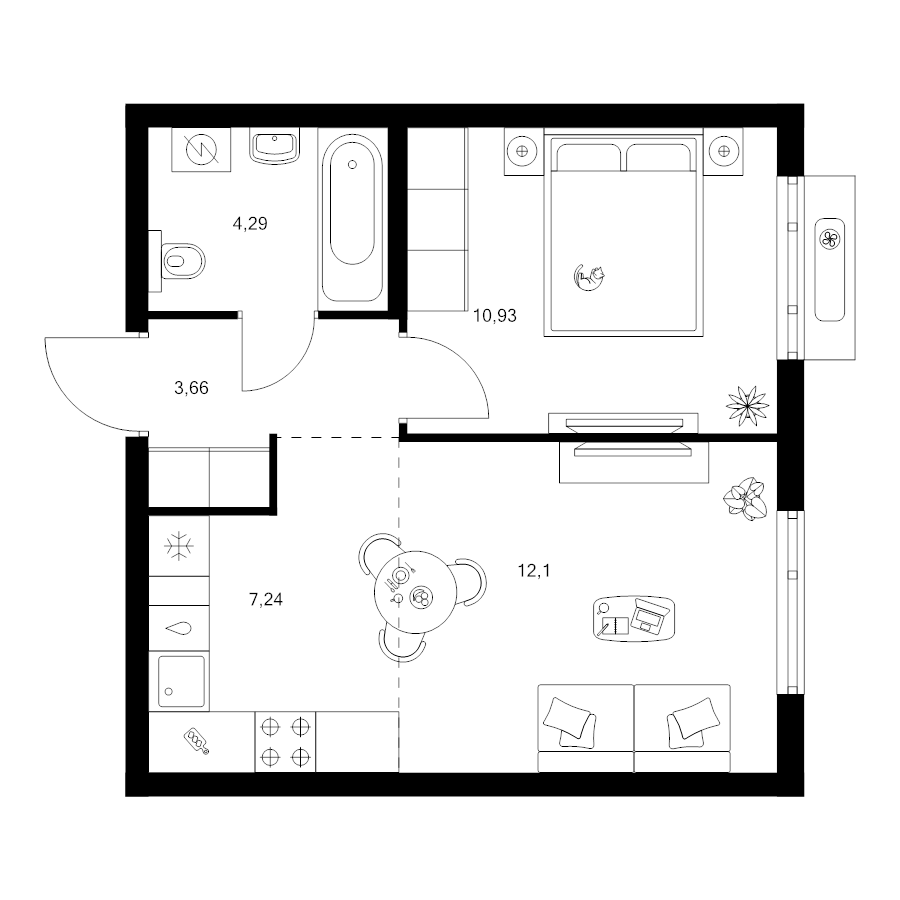 2 ккв (Евро) 38,2 м²