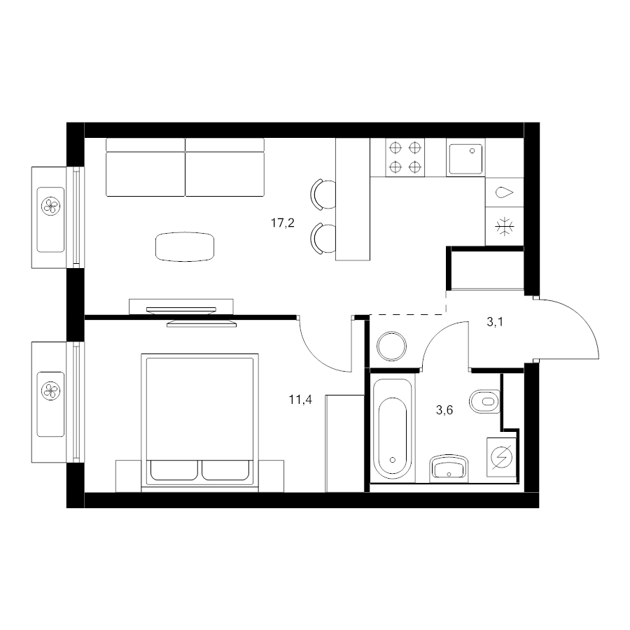 2 ккв (Евро) 35,3 м²