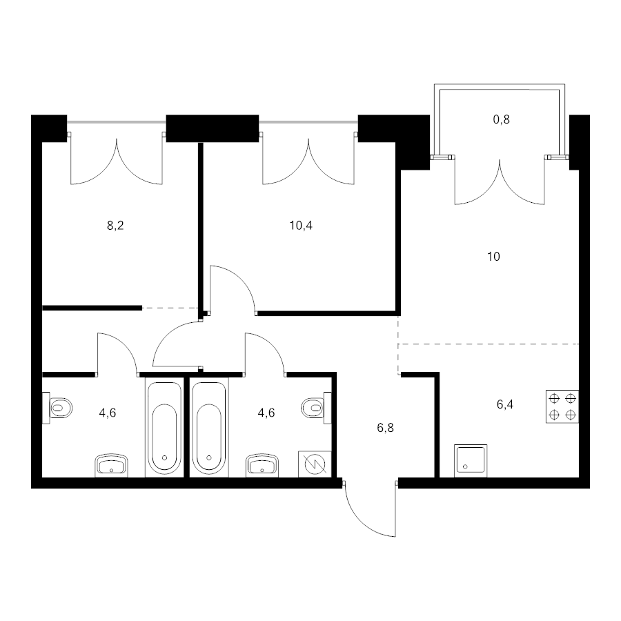 3 ккв (Евро) 55,1 м²