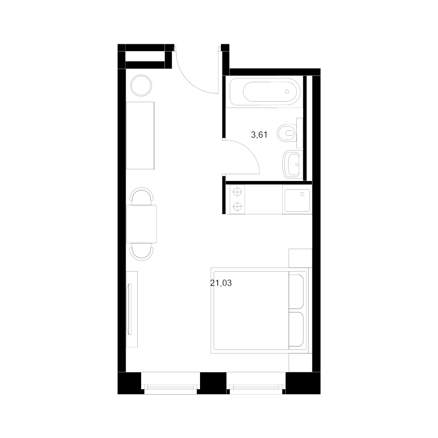 Студия 24,6 м²