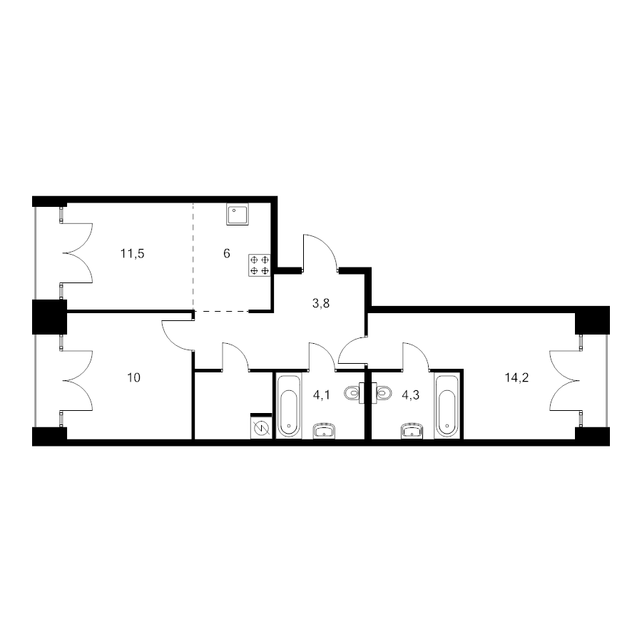 3 ккв (Евро) 65,2 м²