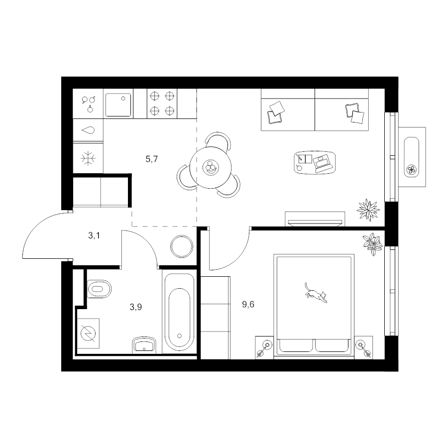 2 ккв (Евро) 32,8 м²