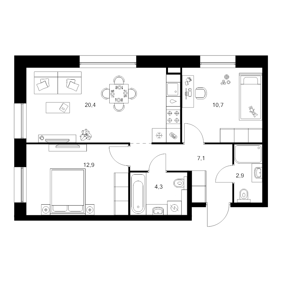 3 ккв (Евро) 58,3 м²