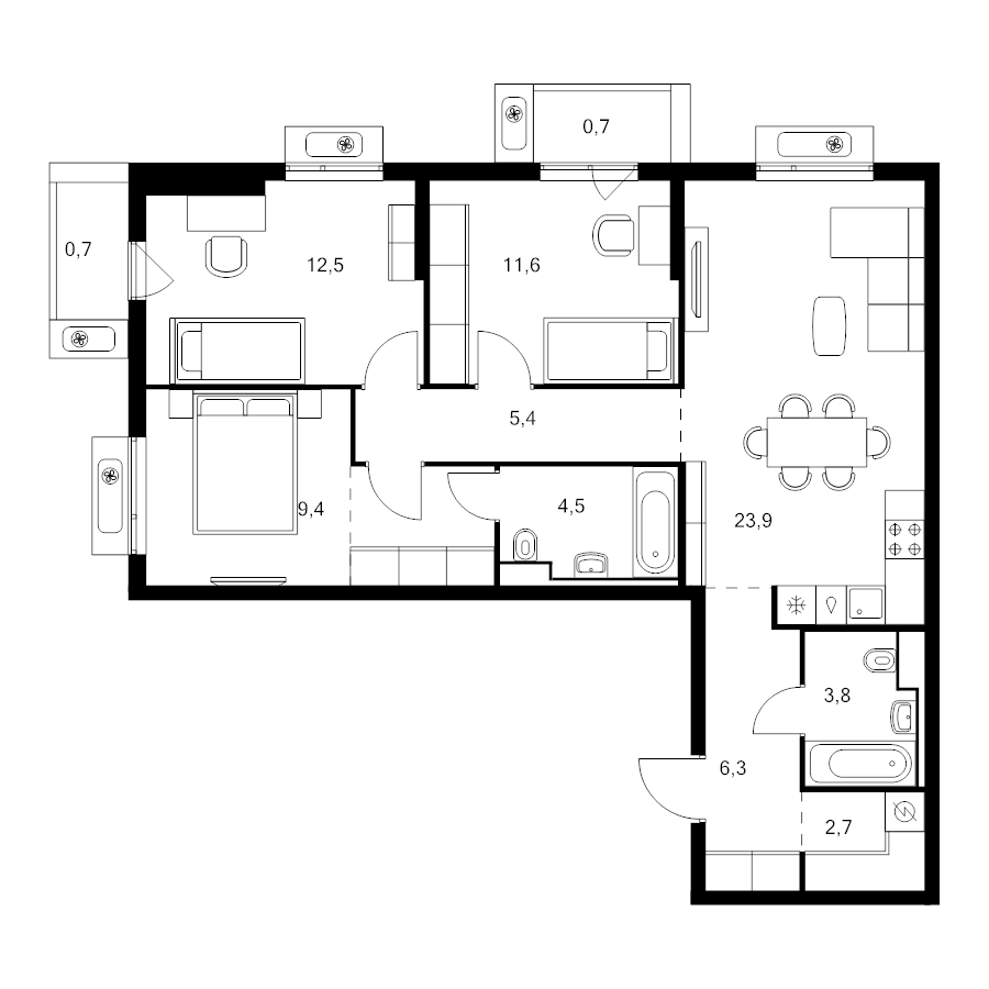 4 ккв (Евро) 85,5 м²