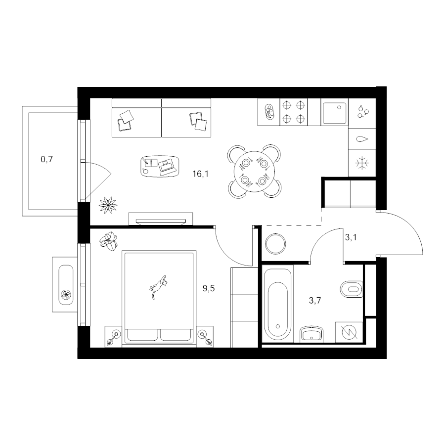 2 ккв (Евро) 33,1 м²