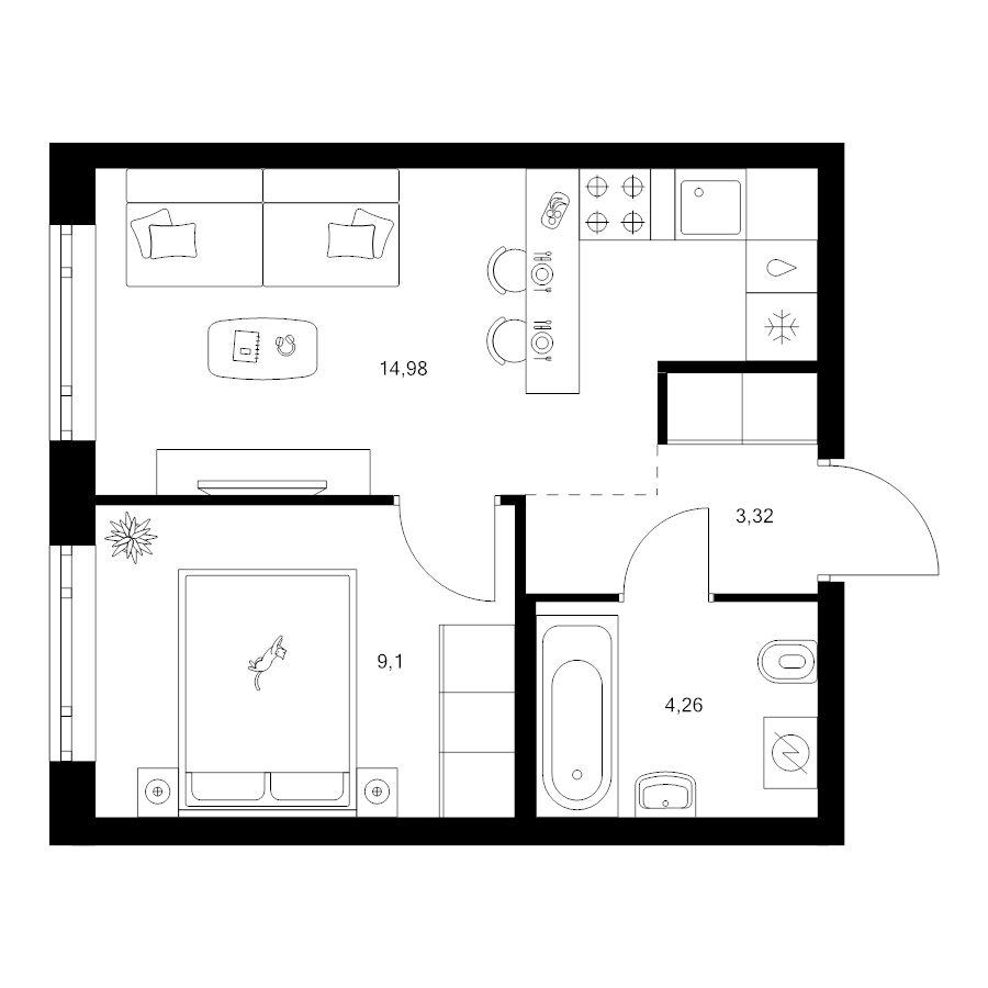 1 ккв 31,7 м²