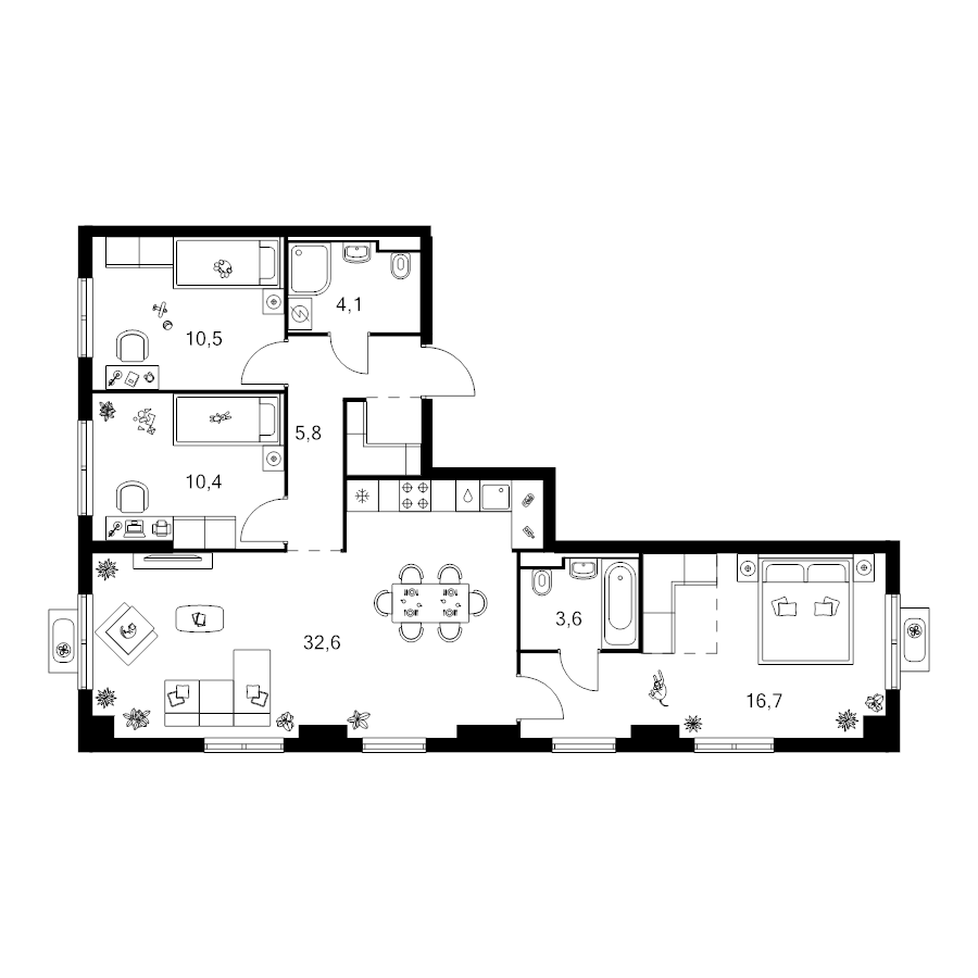 4 ккв (Евро) 88,4 м²