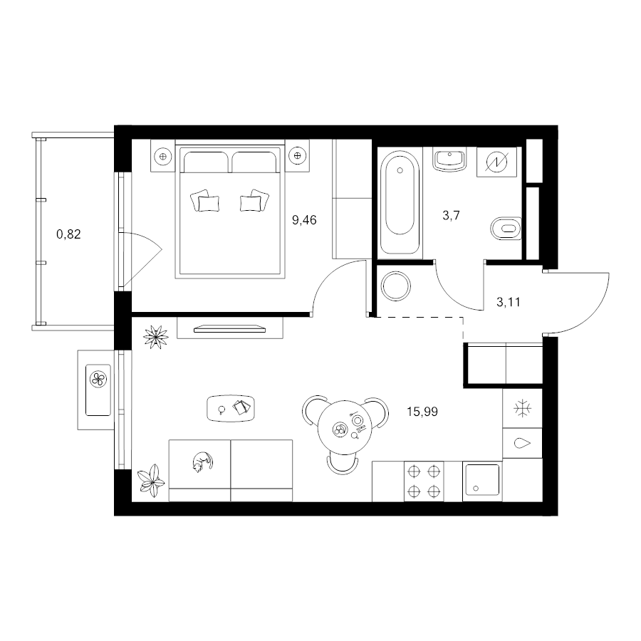 2 ккв (Евро) 33,1 м²