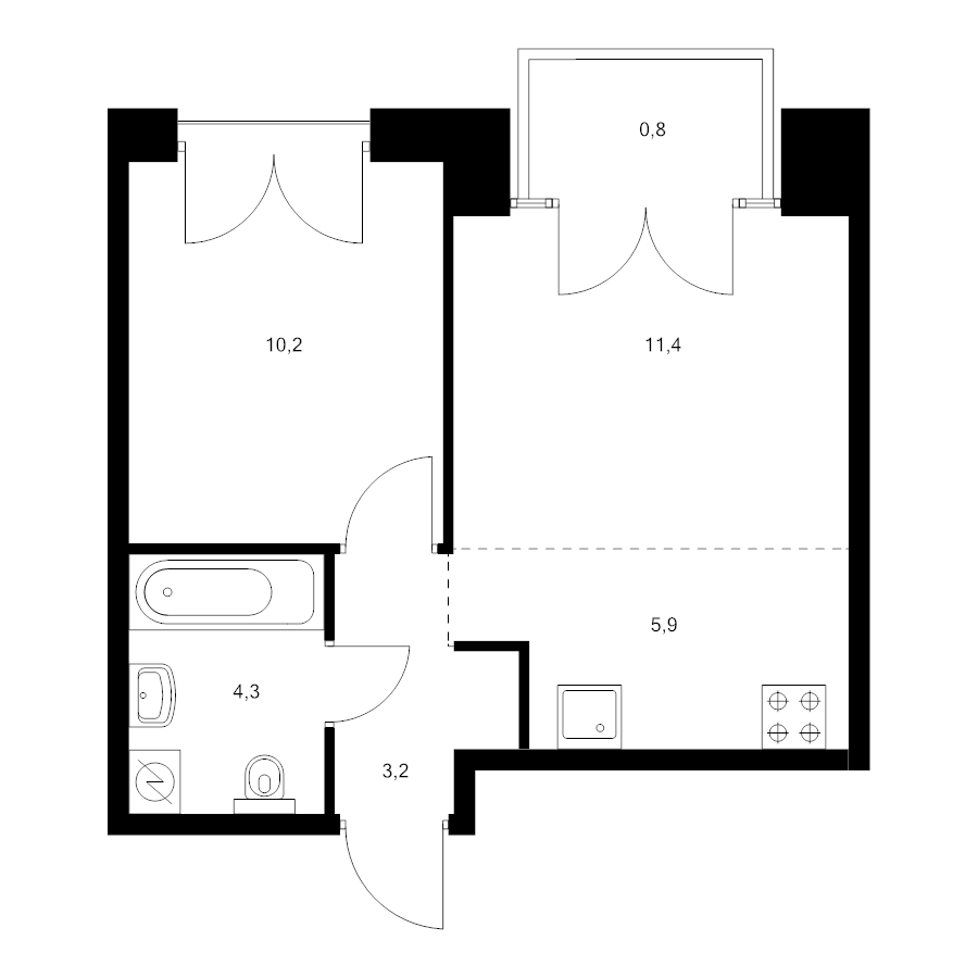 2 ккв (Евро) 35,8 м²