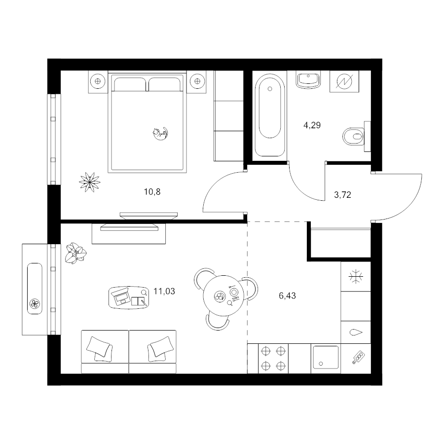 2 ккв (Евро) 36,3 м²