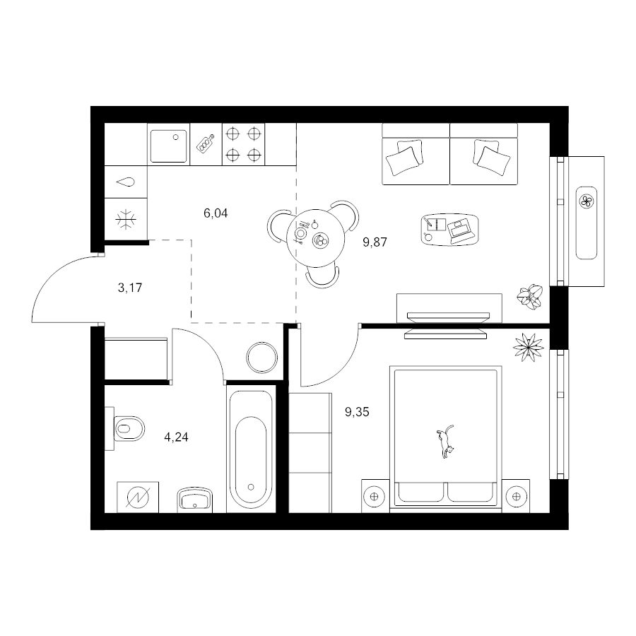 2 ккв (Евро) 32,7 м²