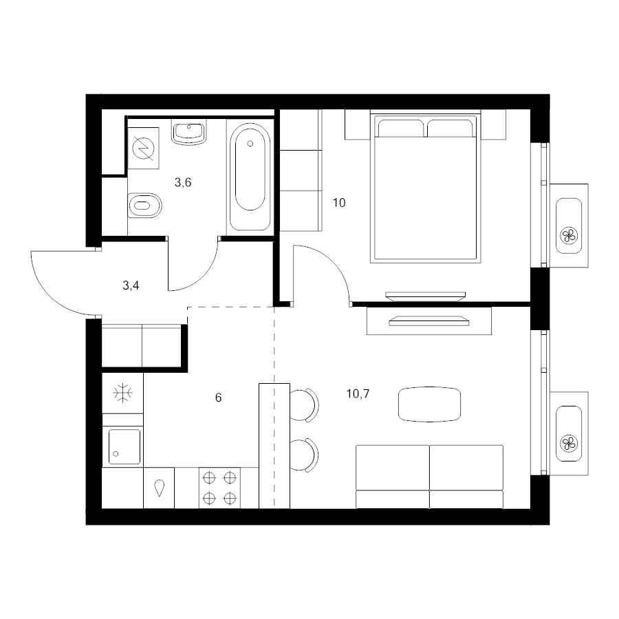 2 ккв (Евро) 33,7 м²