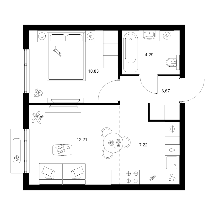2 ккв (Евро) 38,2 м²
