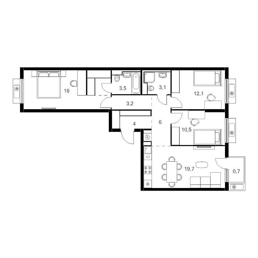 4 ккв (Евро) 82,4 м²