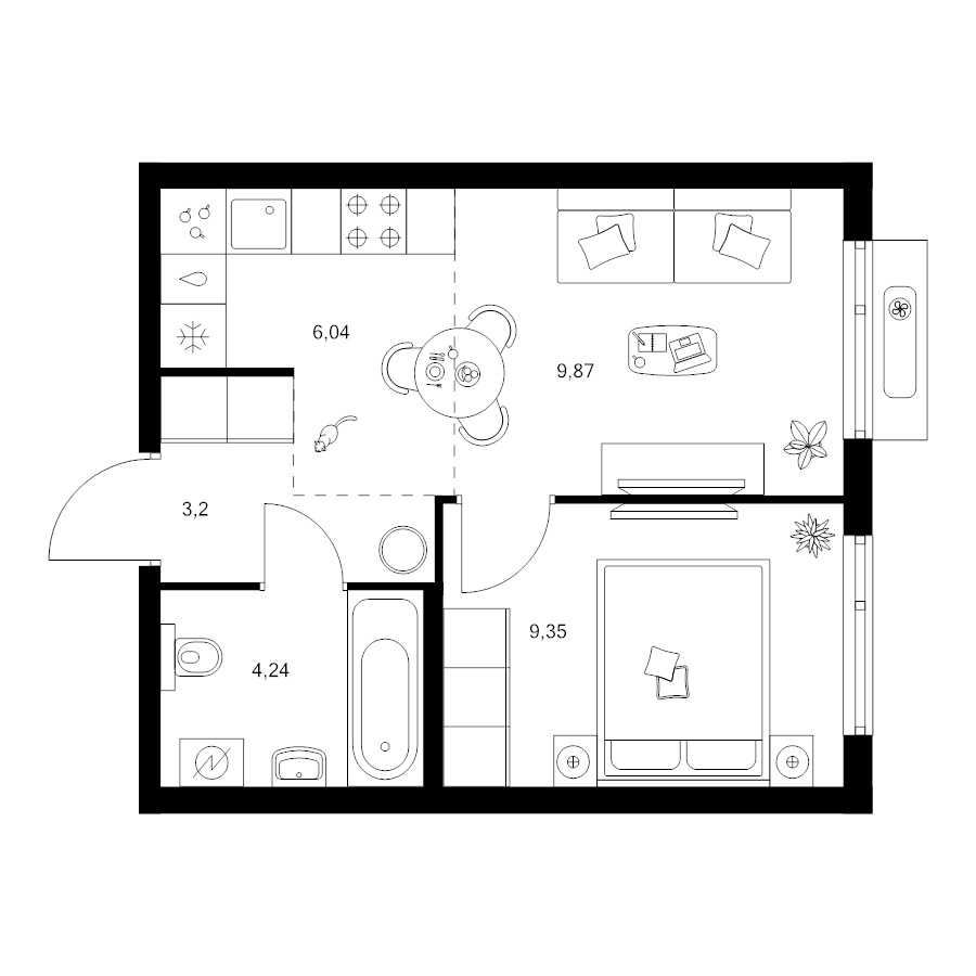 2 ккв (Евро) 32,7 м²