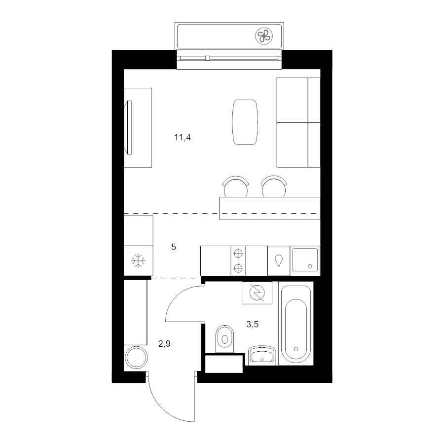 Студия 22,8 м²