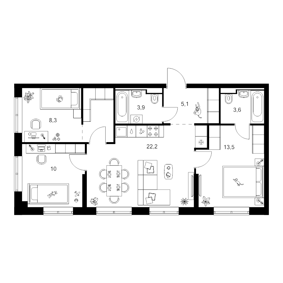 4 ккв (Евро) 70,8 м²