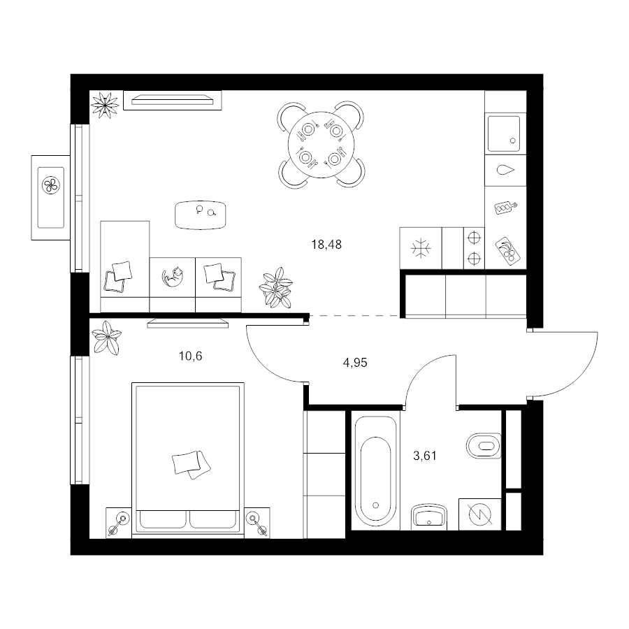 2 ккв (Евро) 37,6 м²