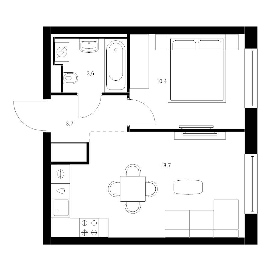 2 ккв (Евро) 36,4 м²