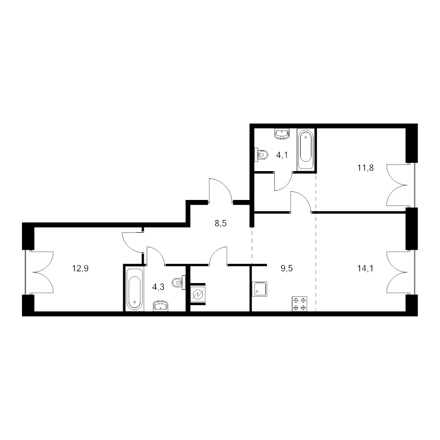 3 ккв (Евро) 72,5 м²