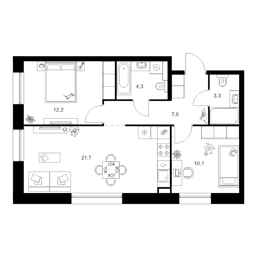 3 ккв (Евро) 59,2 м²