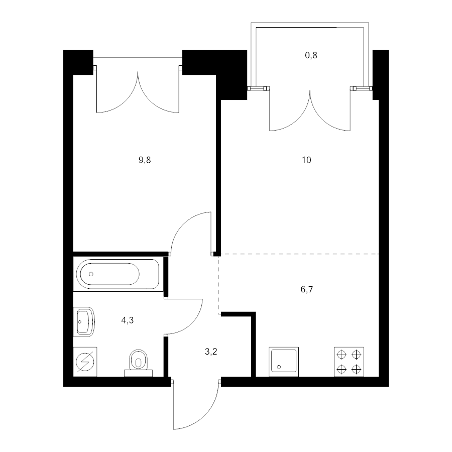 2 ккв (Евро) 34,8 м²