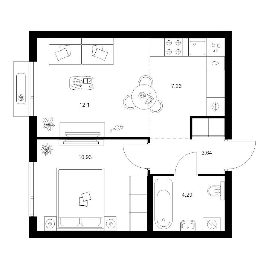 2 ккв (Евро) 38,2 м²