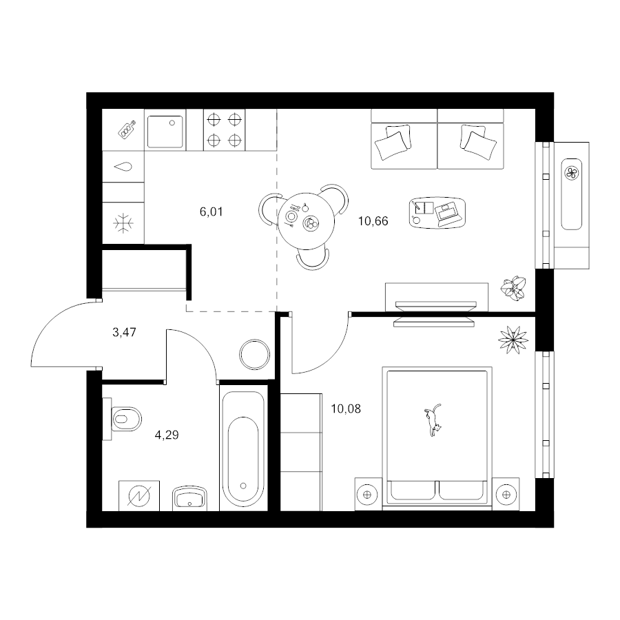 2 ккв (Евро) 34,5 м²
