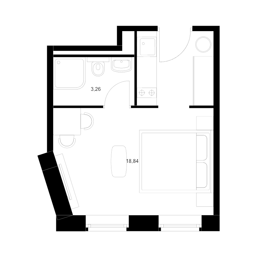 Студия 22,1 м²
