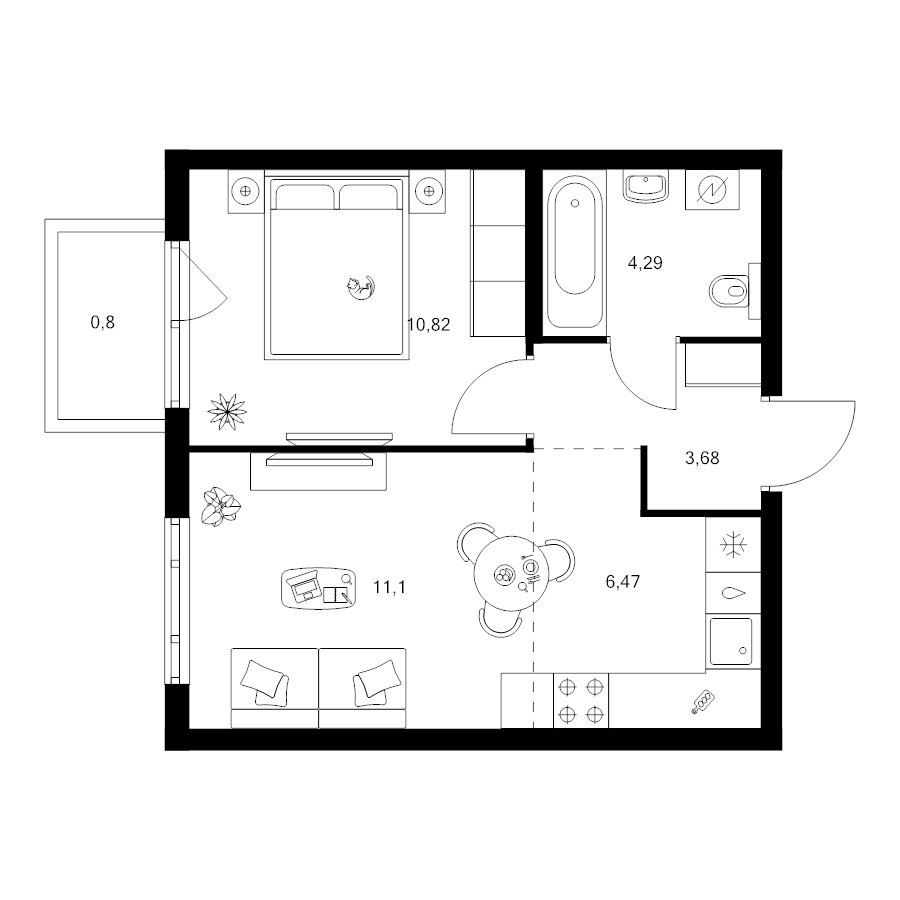 2 ккв (Евро) 37,2 м²