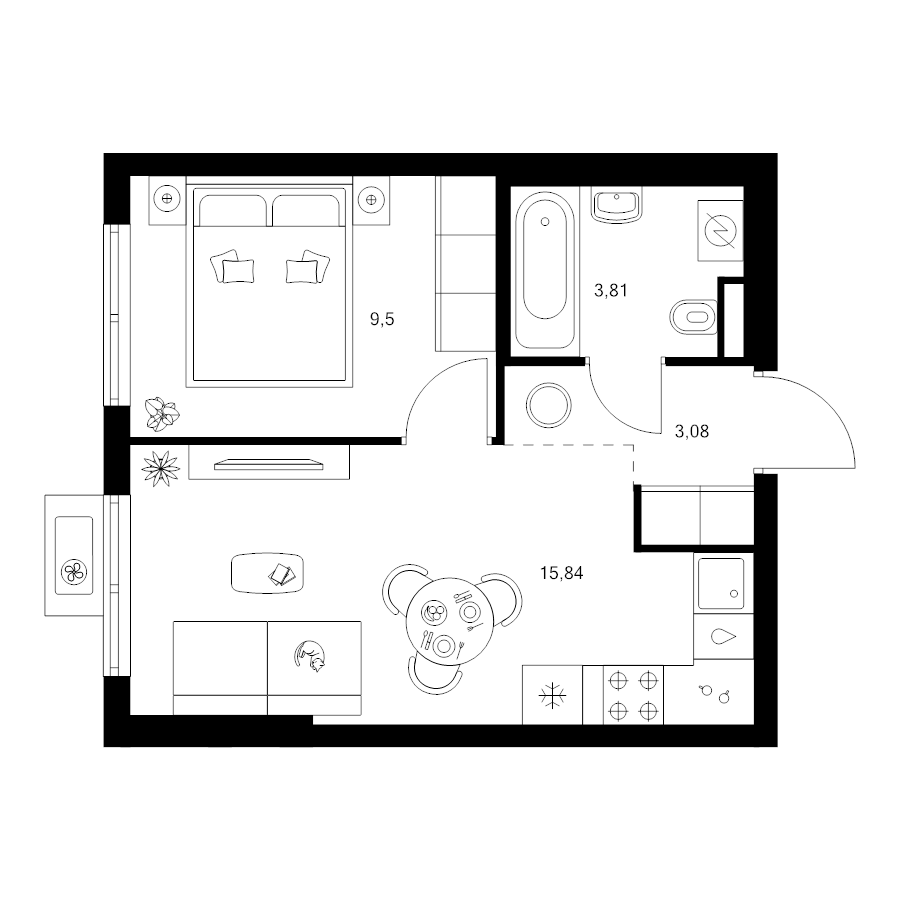 2 ккв (Евро) 32,2 м²