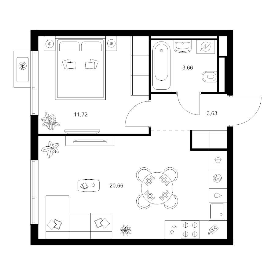 2 ккв (Евро) 39,7 м²