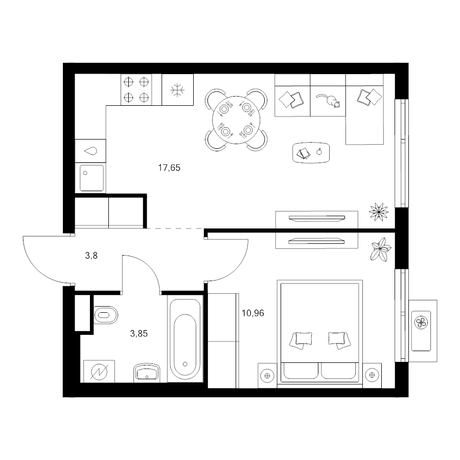 2 ккв (Евро) 36,3 м²