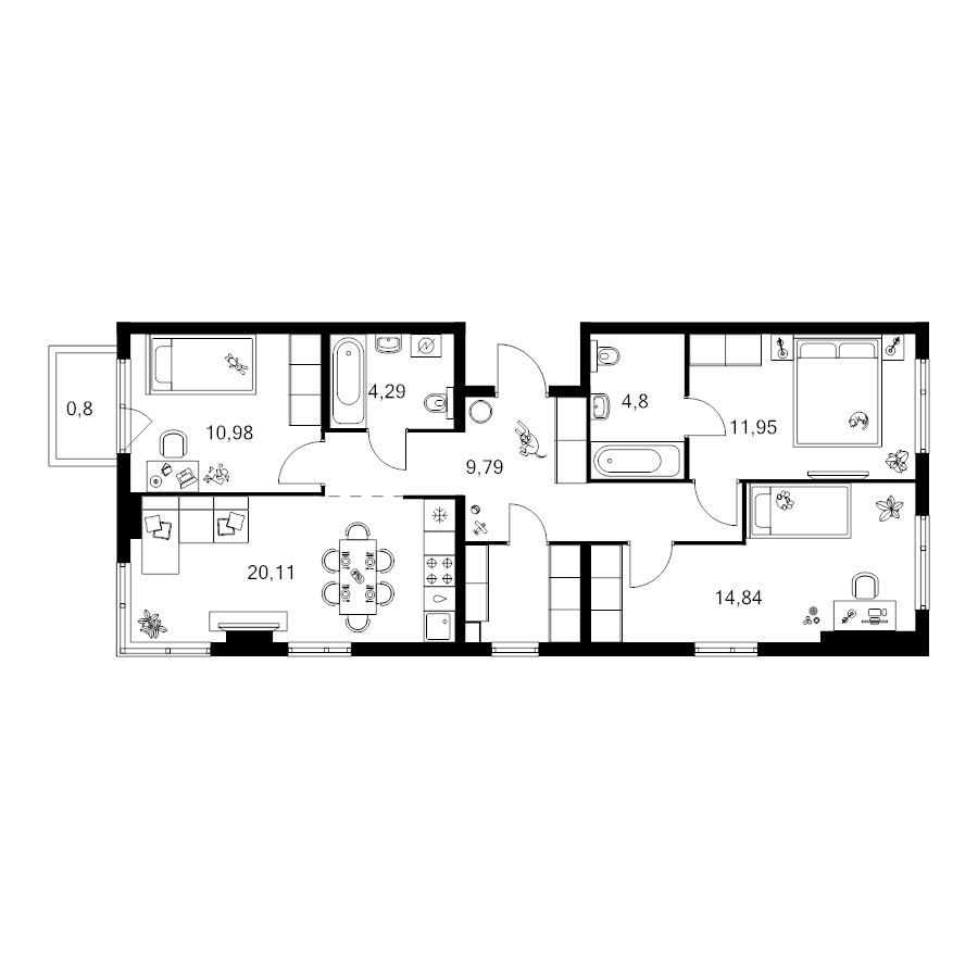 4 ккв (Евро) 81,5 м²