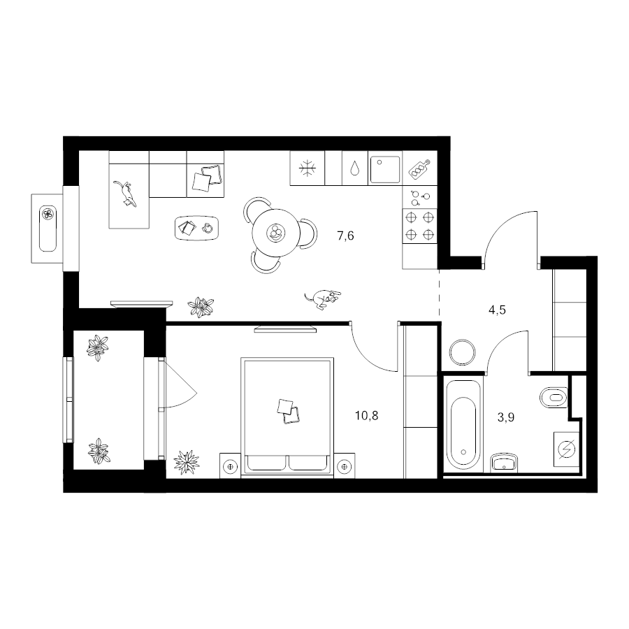 2 ккв (Евро) 41 м²