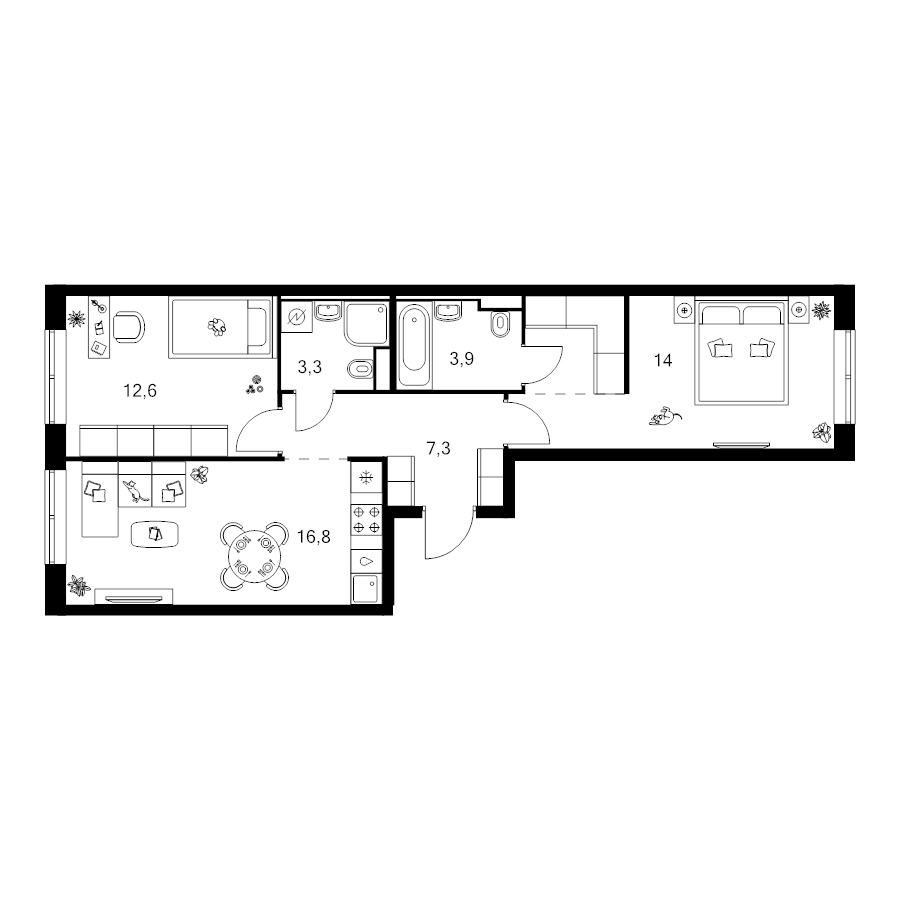 3 ккв (Евро) 61,5 м²