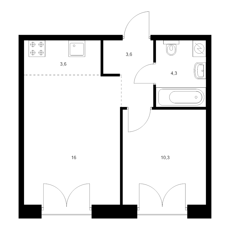2 ккв (Евро) 37,7 м²