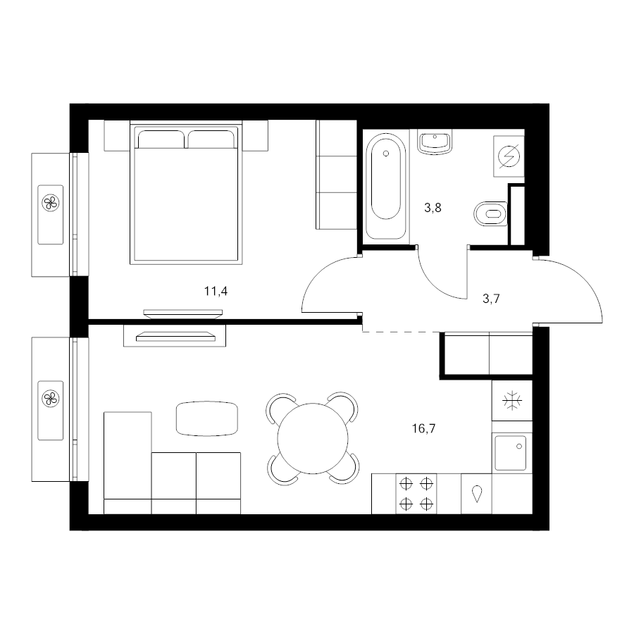 2 ккв (Евро) 35,6 м²