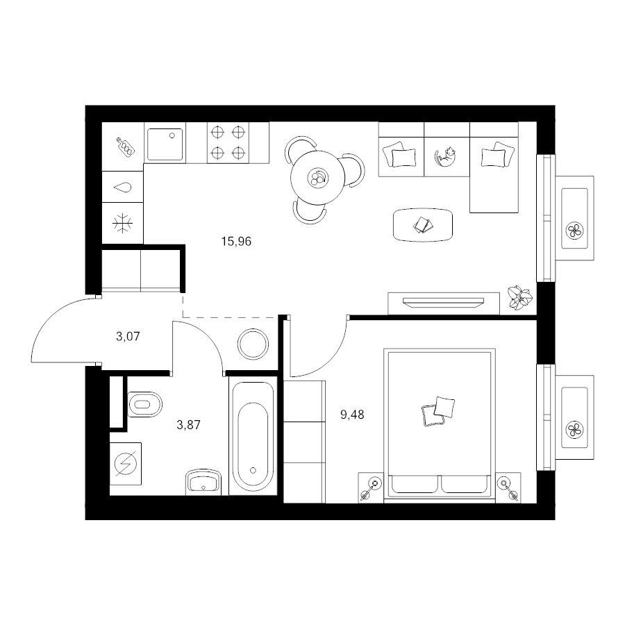 2 ккв (Евро) 32,4 м²