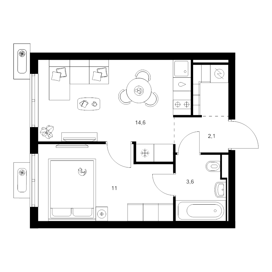 1 ккв 33,3 м²