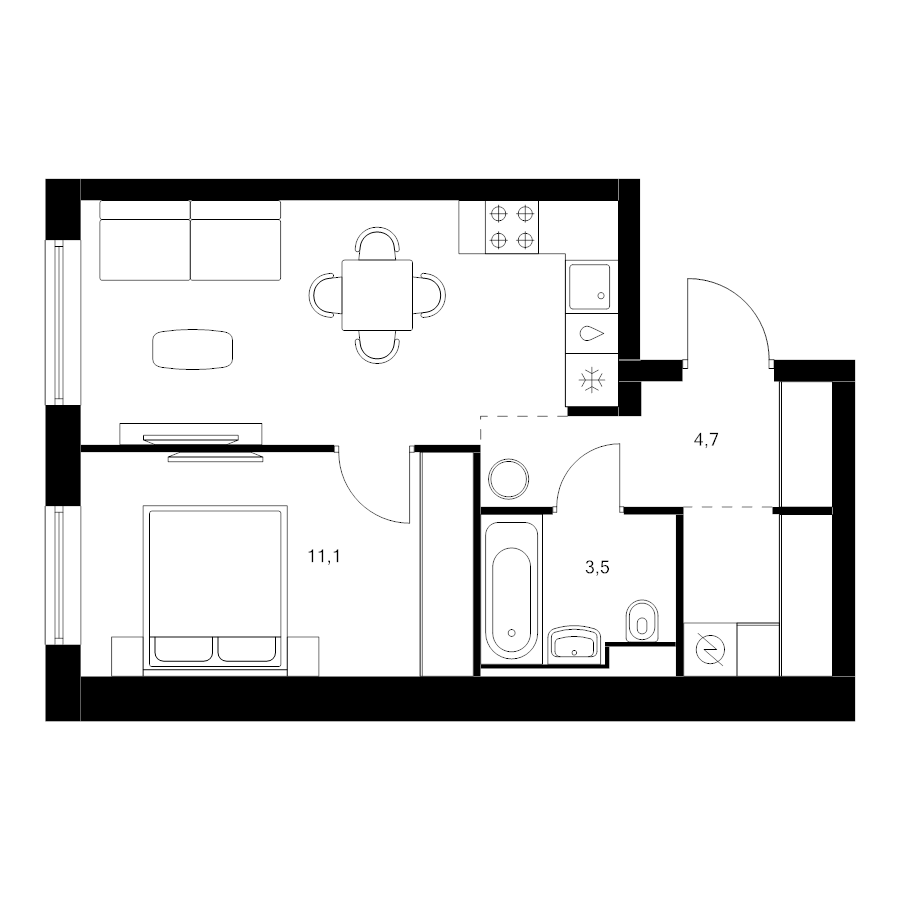 2 ккв (Евро) 38,1 м²
