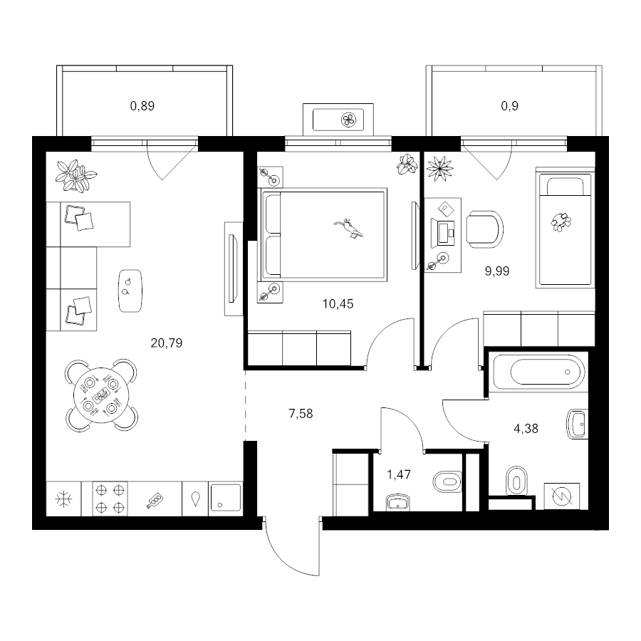 3 ккв (Евро) 56,5 м²