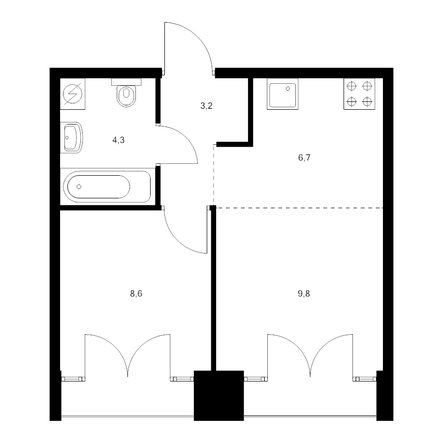 2 ккв (Евро) 33,9 м²