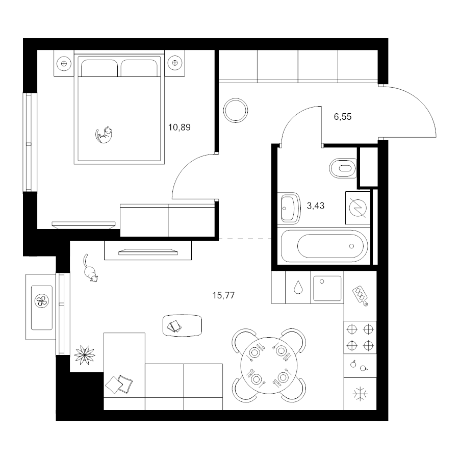 2 ккв (Евро) 36,6 м²