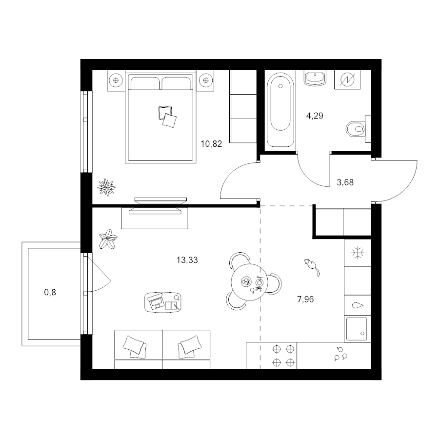 2 ккв (Евро) 40,9 м²