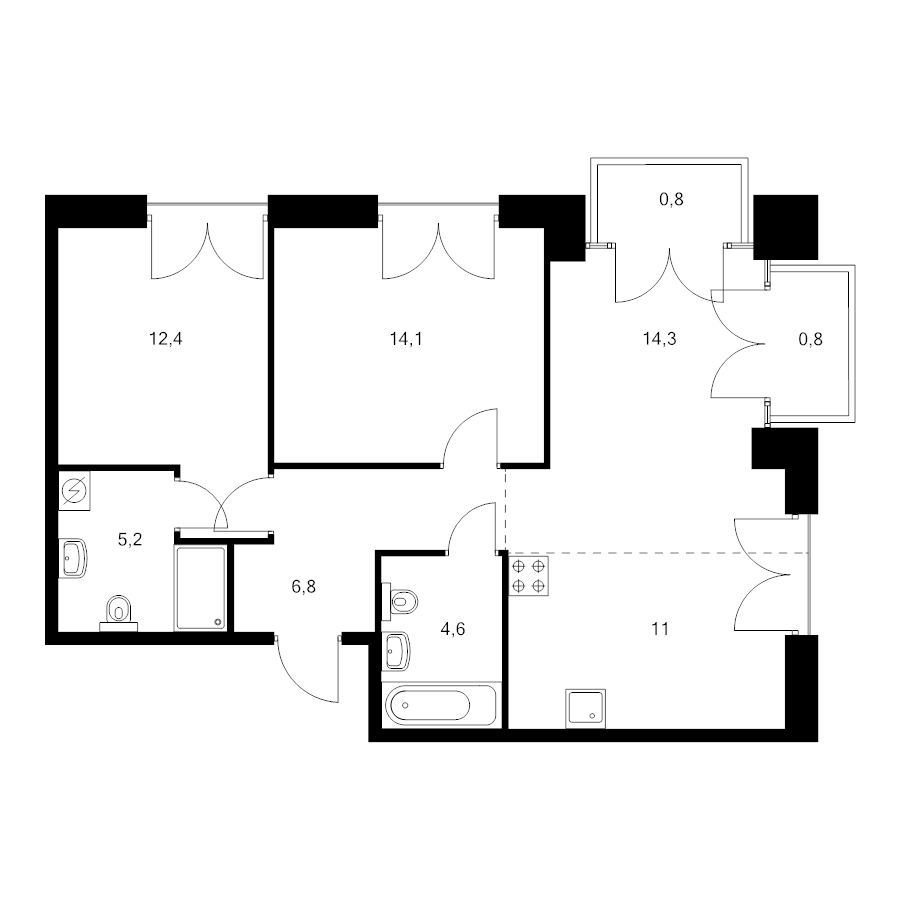 3 ккв (Евро) 70,3 м²