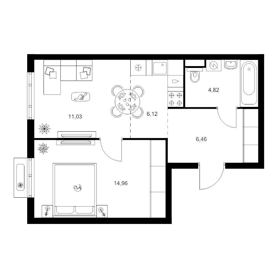 2 ккв (Евро) 43,4 м²