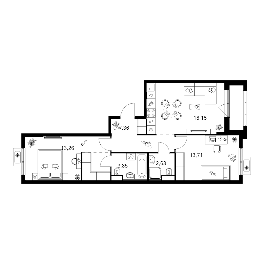 3 ккв (Евро) 63,9 м²