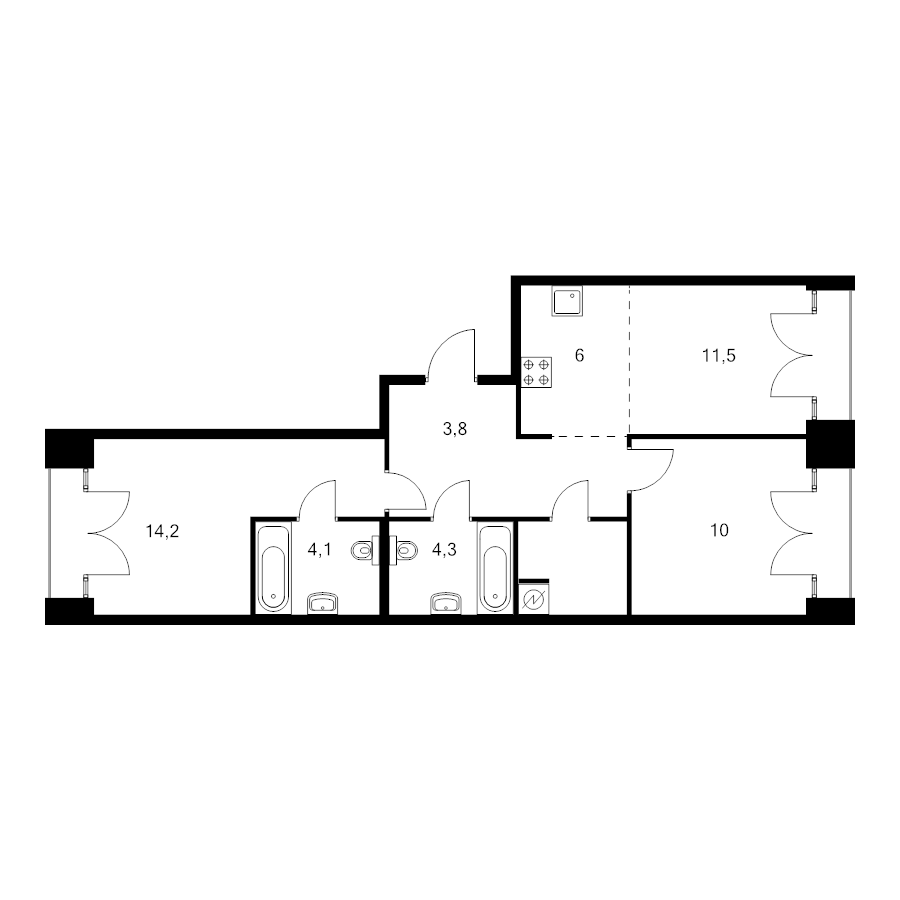3 ккв (Евро) 65,2 м²