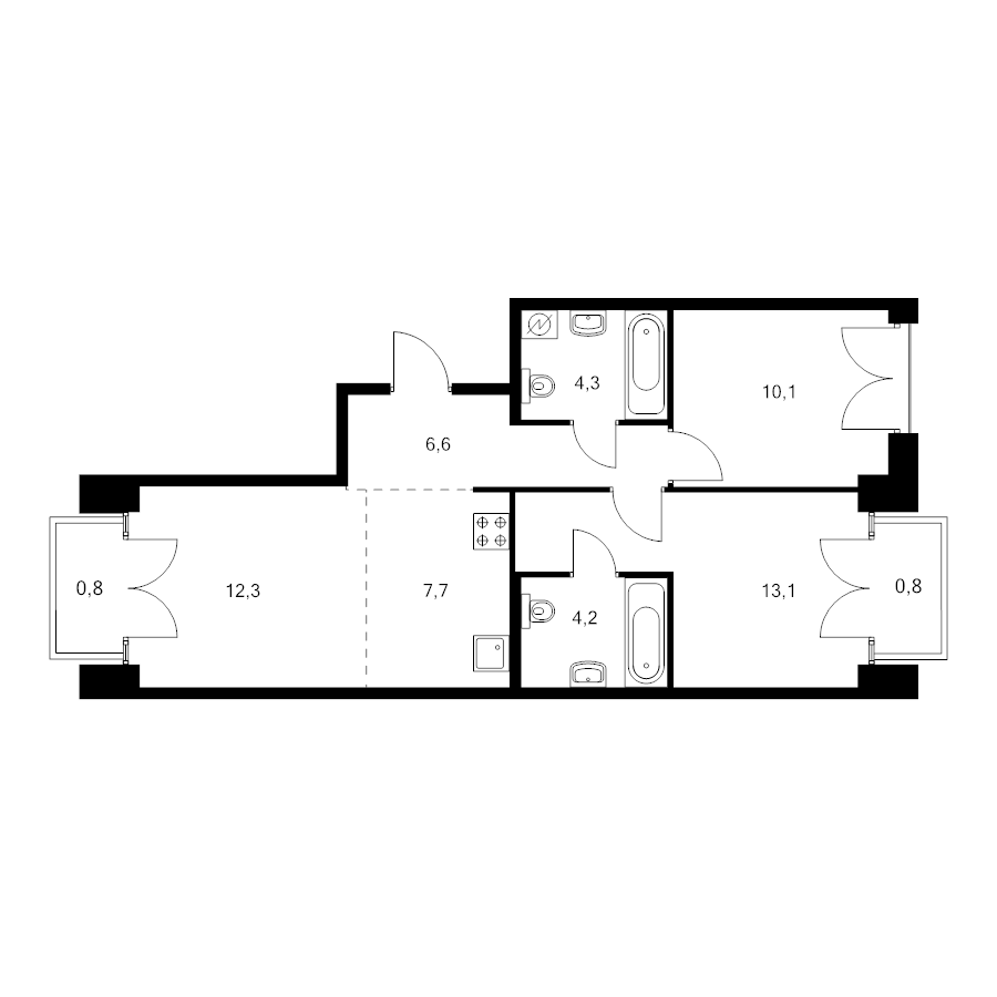 3 ккв (Евро) 60 м²